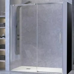Mampara De Ducha Frontal 1 Fijo + 1 Puerta Corredera Vidrio Transparente – Luna LU102 – Kassandra