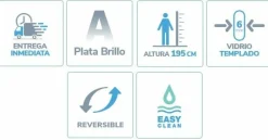 Mampara De Ducha Frontal Abatible Para Espacios Reducidos Perfil Plata – PI300 05 – Prisma – Kassandra