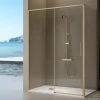 Mampara Frontal De Ducha 1 Fijo + Puerta Corredera Oro Cepillado – Delta DE102 – Kassandra