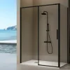 Mampara Frontal De Ducha 1 Fijo + Puerta Corredera Negro Mate – Delta DE102 – Kassandra