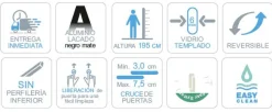 Mampara Frontal De Ducha 1 Fijo + Puerta Corredera Negro Mate – Delta DE102 – Kassandra