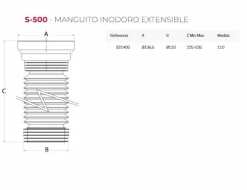 Manguito Inodoro Extensible/flexible, Para Conexiones De Dificil Acceso. Máx. 535 Mm – Min. 225 Mm – S-500.021400 – Jimten