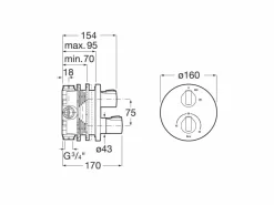 Mezclador Termostático Empotrable Para Baño – T-1000 – Roca – A5A2E09C00