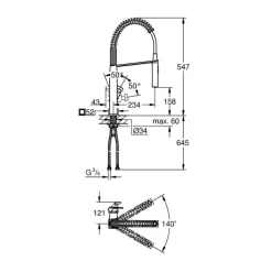 Monomando De Fregadero Caño Flexible – Eurocube – Grohe