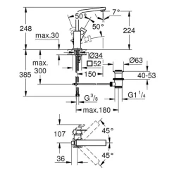 Monomando De Lavabo Tamaño L – Eurocube – Grohe