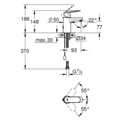 Monomando De Lavabo Tamaño S – Eurosmart Cosmopolitan – Grohe
