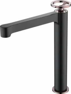 Monomando Lavabo Alto Olimpo Negro Oro Rosa – BDC033-3NOR – Imex