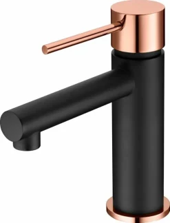 Monomando Lavabo Milos Stick Negro Oro Rosa – BDYS045-1NOR – Imex