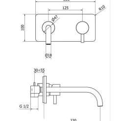 Monomando Lavabo Placa Empotrado Sistema Eco-Green – Minimal – Martelli