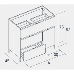Mueble A Suelo Con 3 Cajones Y 1 Puerta + Encimera SolidCoat Surface Diva – Serie Life – Baños10