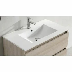 Mueble De 2 Cajones Y 1 Puerta + Lavabo Ceramico Flat + Espejo Liso Sevilla – Box – Visobath