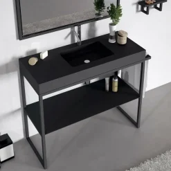Mueble De Aluminio Con Lavabo De Resina Con Faldón Y Balda – Lupe – Doccia Group