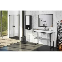 Mueble De Aluminio Con Lavabo De Resina Con Faldón Y Balda – Lupe – Doccia Group