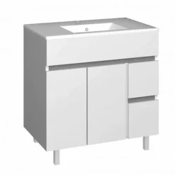 Mueble De Baño A Suelo Baho MATTY Blanco Con 2 Puertas Y 2 Cajones – Gamma – Matty