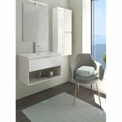 Mueble Suspendido 1 Cajón Y 1 Hueco + Encimera SolidCoat Surface Diva – Serie Life – Baños 10