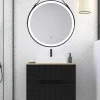 Mueble Suspendido 2 Cajones Frente Fresado De MDF 22 Mm Acabado Negro + Lavabo Cerámico Grosor 1,7 Cm Blanco Brillo – Teram- DP Baños