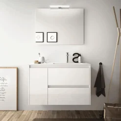 Mueble Suspendido 2 Cajones Y 1 Puerta Con Lavabo 850 Mm Coqueta Izquierda – Noja – Salgar