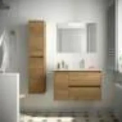 Mueble Suspendido 2 Cajones Y 1 Puerta Con Lavabo 850 Mm Coqueta Izquierda – Noja – Salgar