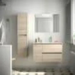 Mueble Suspendido 2 Cajones Y 1 Puerta Con Lavabo 850 Mm Coqueta Izquierda – Noja – Salgar