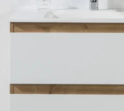 Mueble Suspendido 2 Cajones + Lavabo Ceramico Roble Nudos/blanco Brillo – Neus – Muebles Jumar