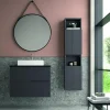 Mueble Suspendido 2 Cajones Frente Fresado Liso De MDF 22 Mm Acabado Antracita + Lavabo Cerámico Grosor 1,7 Cm Blanco Brillo – Maná – DP Baños