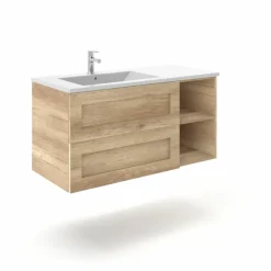 Mueble Suspendido 2 Cajones + Estante Derecha O Izquierda + Encimera Ceramica Center, Compacto, Alta Calidad – Lineal – Urban – Aja