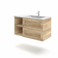 Mueble Suspendido 2 Cajones + Estante Derecha O Izquierda + Encimera Ceramica Center, Compacto, Alta Calidad – Lineal – Urban – Aja