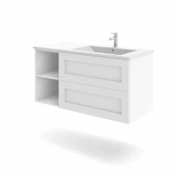 Mueble Suspendido 2 Cajones + Estante Derecha O Izquierda + Encimera Ceramica Center, Compacto, Alta Calidad – Lineal – Urban – Aja