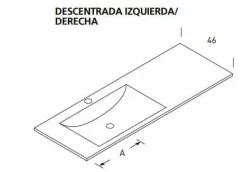 Mueble Suspendido 2 Cajones + Estante Derecha O Izquierda + Encimera Ceramica Center, Compacto, Alta Calidad – Lineal – Urban – Aja