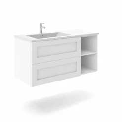 Mueble Suspendido 2 Cajones + Estante Derecha O Izquierda + Encimera Ceramica Center, Compacto, Alta Calidad – Lineal – Urban – Aja