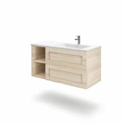 Mueble Suspendido 2 Cajones + Estante Derecha O Izquierda + Encimera Ceramica Center, Compacto, Alta Calidad – Lineal – Urban – Aja