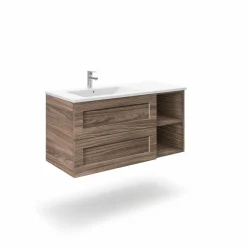 Mueble Suspendido 2 Cajones + Estante Derecha O Izquierda + Encimera Ceramica Center, Compacto, Alta Calidad – Lineal – Urban – Aja