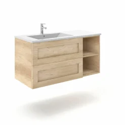 Mueble Suspendido 2 Cajones + Estante Derecha O Izquierda + Encimera Ceramica Center, Compacto, Alta Calidad – Lineal – Urban – Aja