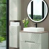 Mueble Suspendido 2 Cajones Frente Fresado De MDF 22 Mm Acabado Beige + Lavabo Cerámico Grosor 1,7 Cm Blanco Brillo – Istor- DP Baños