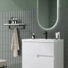 Mueble Suspendido 2 Cajones Frente Fresado Liso De MDF 22 Mm Acabado Blanco + Lavabo Cerámico Grosor 1,7 Cm Blanco Brillo – Sia – DP Baños
