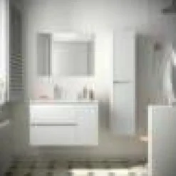 Mueble Suspendido 2 Cajones Y 1 Puerta Con Lavabo 855mm Coqueta Derecha – Noja – Salgar