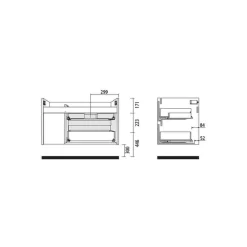 Mueble Suspendido 2 Cajones Y 1 Puerta Con Lavabo 855mm Coqueta Derecha – Noja – Salgar