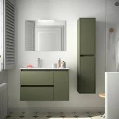 Mueble Suspendido 2 Cajones Y 1 Puerta Con Lavabo 855mm Coqueta Derecha – Noja – Salgar