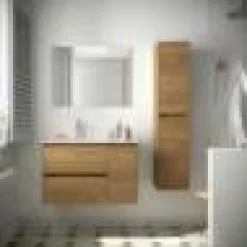 Mueble Suspendido 2 Cajones Y 1 Puerta Con Lavabo 855mm Coqueta Derecha – Noja – Salgar