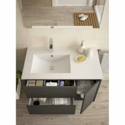 Mueble Suspendido 2 Cajones Y 1 Puerta Con Lavabo 855mm Coqueta Derecha – Noja – Salgar