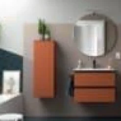 Mueble Suspendido 2 Cajones 60 Cm Con Tirador En Cromo Brillo Y Lavabo Porcelana – Spirit – Salgar