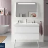 Mueble Suspendido 2 Cajones 70 Cm Con Tirador En Blanco Soft Y Lavabo Porcelana – Spirit – Salgar