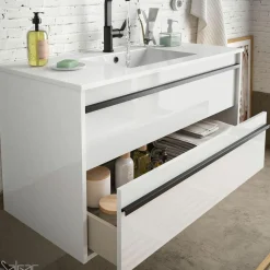 Mueble Suspendido 2 Cajones Y Lavabo De Porcelana – Attila – Salgar