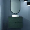 Mueble Suspendido 2 Cajones Frente Fresado Liso De MDF 22 Mm Acabado Antracita + Lavabo Cerámico Grosor 1,7 Cm Blanco Brillo – Gurla – DP Baños