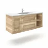Mueble Suspendido 2 Cajones + Puerta + Estantes Derecha O Izquierda + Encimera Ceramica Center, Compacto, Alta Calidad – Lineal – Urban – Aja