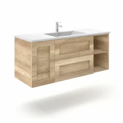 Mueble Suspendido 2 Cajones + Puerta + Estantes Derecha O Izquierda + Encimera Ceramica Center, Compacto, Alta Calidad – Lineal – Urban – Aja