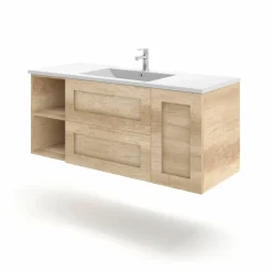 Mueble Suspendido 2 Cajones + Puerta + Estantes Derecha O Izquierda + Encimera Ceramica Center, Compacto, Alta Calidad – Lineal – Urban – Aja
