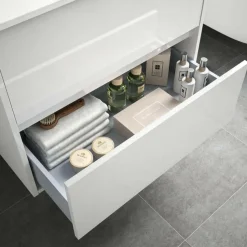 Mueble Suspendido 2 Cajones Con Lavabo De Porcelana Blanco Brillo – Noja – Salgar