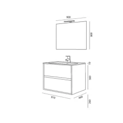 Mueble Suspendido 2 Cajones Con Lavabo De Porcelana Blanco Brillo – Noja – Salgar