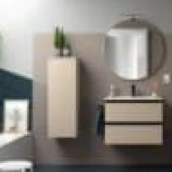 Mueble Suspendido 2 Cajones 70 Cm Con Tirador En Cromo Y Lavabo Porcelana – Spirit – Salgar